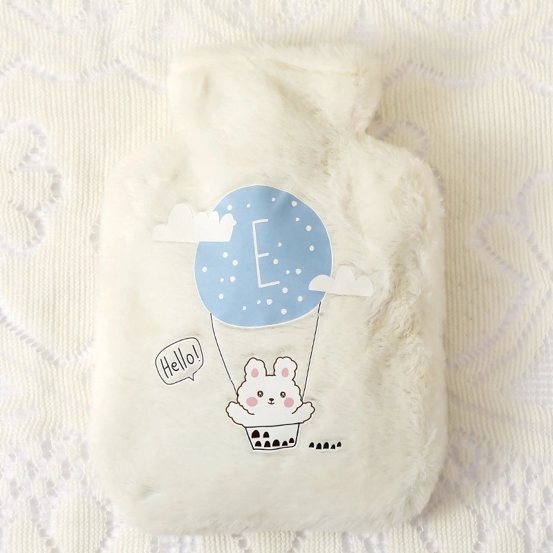 Cute Plush Rabbit Fur Hot Water Bottle Portable Teddy Bear Hand Warmer Winter Heating Pad Cartoon Explosion-Proof | Home & Living
