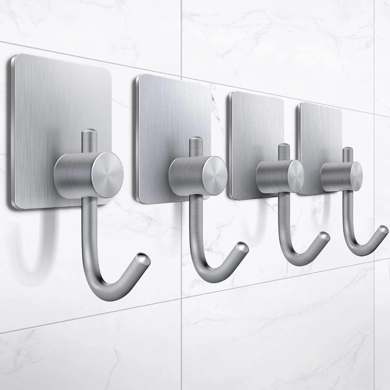 Punch-Free 304 Stainless Steel Adhesive Hook for Kitchen Bathroom Coat Towel Organizer|Home & Kitchen Storage Hooks