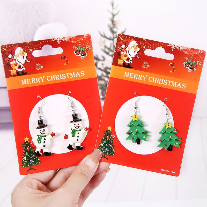 Christmas Holiday Tree Santa Snowman Alloy Plastic Party Earrings|Jewelry & Accessories