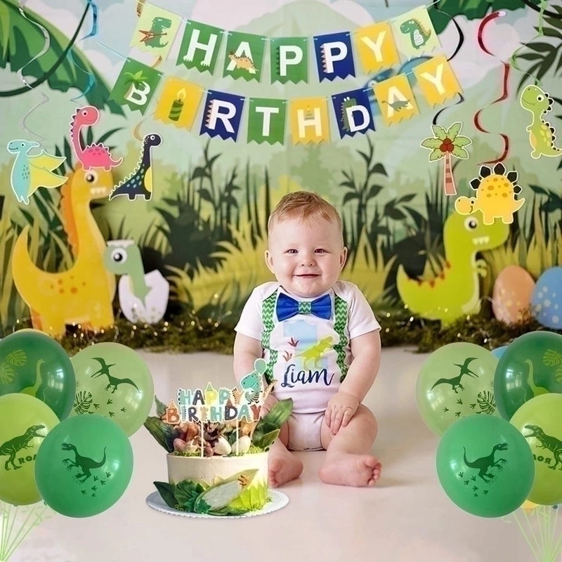 Dinosaur Birthday Party Decorations Cute Cartoon Letter Banner Hanging Ornaments and Balloons|Party Supplies Decorations