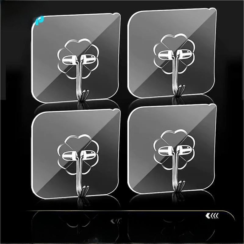 Strong Transparent Adhesive Hook Punch-Free Seamless Load-Bearing Kitchen Hook | Home Organization