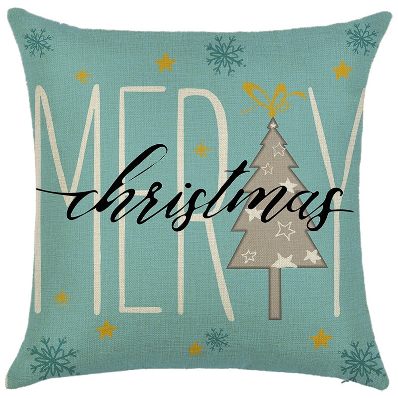 Light Blue Christmas Cartoon Pillow Cover Holiday Home Decor Cushion Cover|Home Decor Pillow Covers