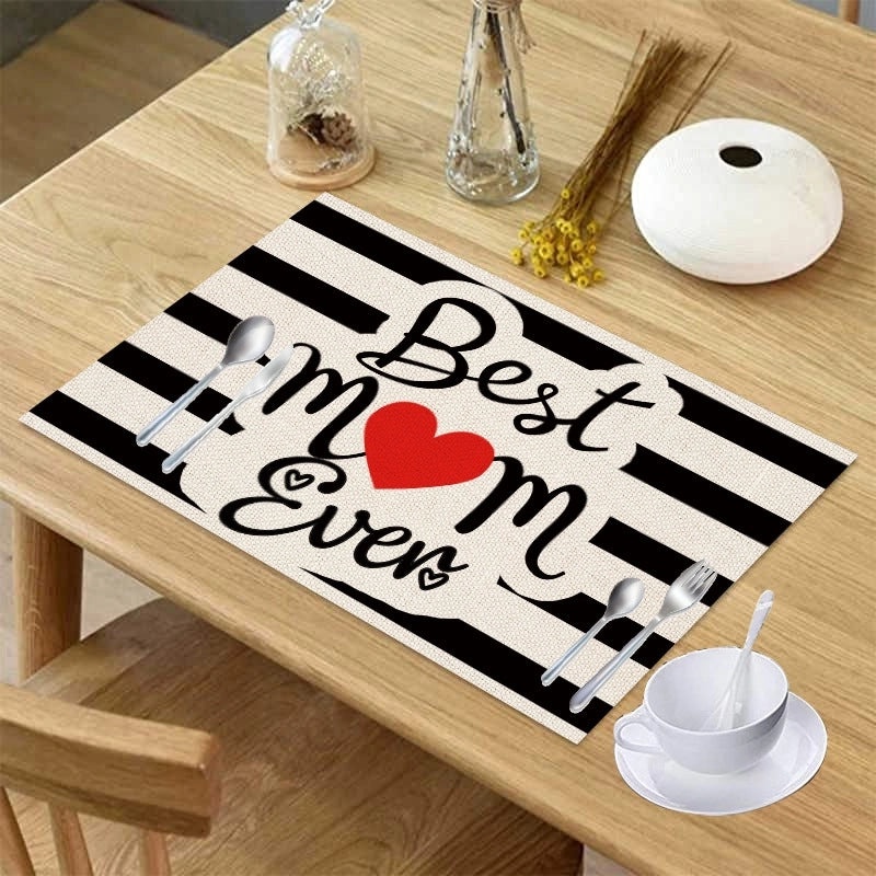 Color Block Heart Linen Placemat Minimalist Design | Home Decor Table Linens