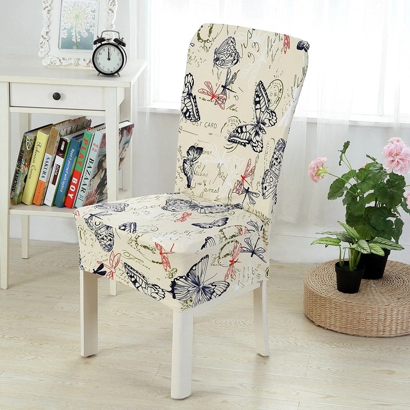 Elastic One-piece Chair Cover Full Hotel Dining Chair Back Protector Simple Slipcover|Home & Living Chair Covers