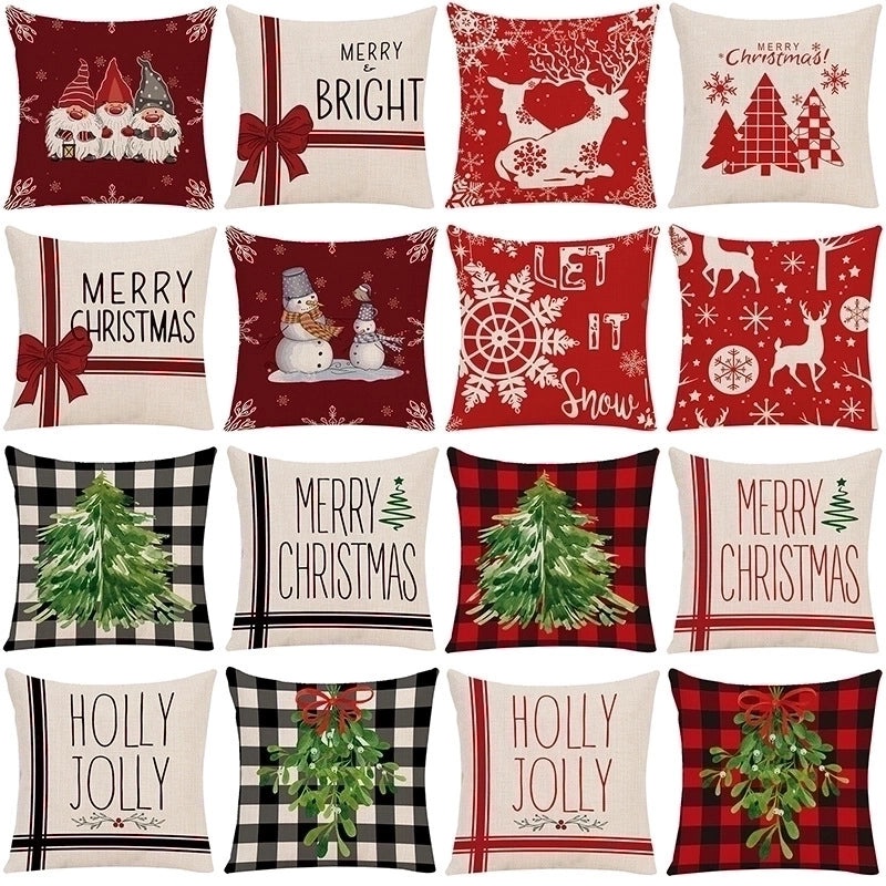 Christmas Tree and Elk Print Polyester Pillow Covers|Home Decor Pillows