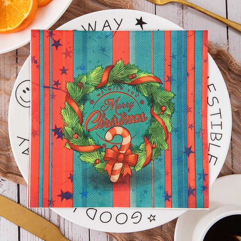 Christmas Nordic Classic Christmas Tree Letter Snowman Wood Pulp Tableware Set|Home & Kitchen Tableware