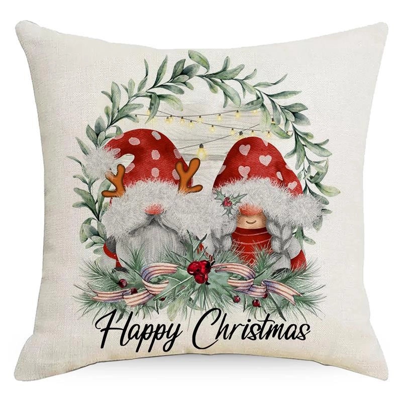 Christmas Tree Decorative Linen Pillow Covers with Festive Socks Letter Print|Home Decor Pillows