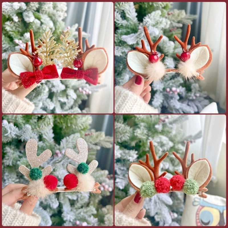 Christmas Cartoon Bow Knot Antlers Hairpin Korean Minimalist Festival Party Accessory|Hair Accessories