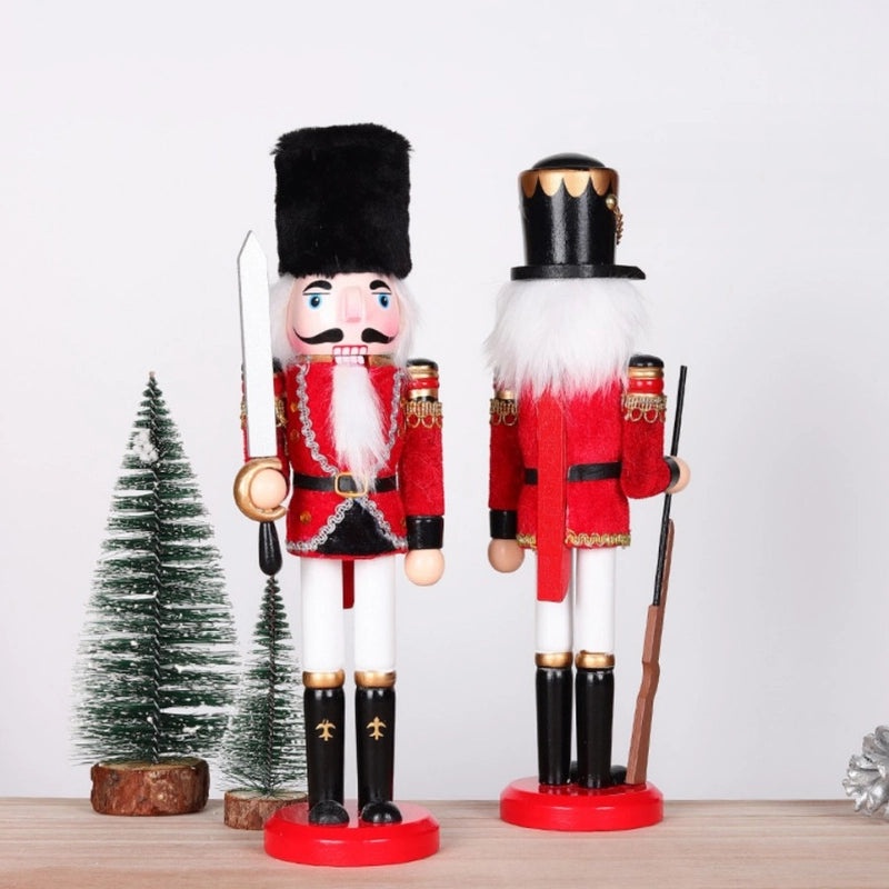 30cm Wooden Nutcracker Christmas Ornament Cloth Wrapped Decorative Craftwork for Home|Home Decor
