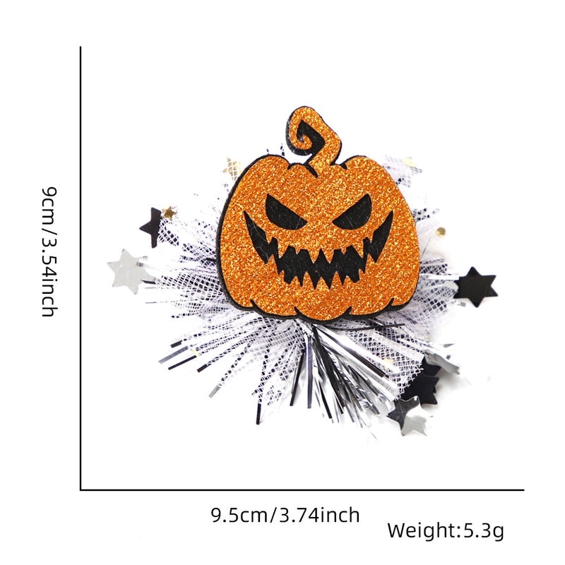 Halloween Retro Pumpkin Skull Ghost Felt Gauze Iron Party Hairpin|Halloween Accessories
