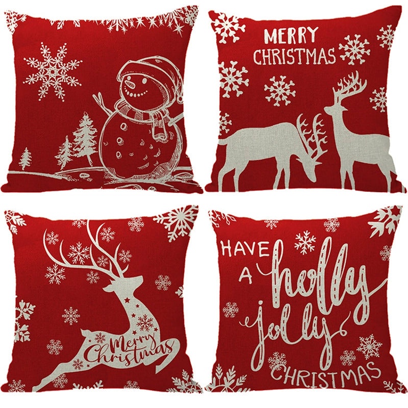 Winter Snowflake and Elk Linen Pillow Covers|Home Decor Pillows