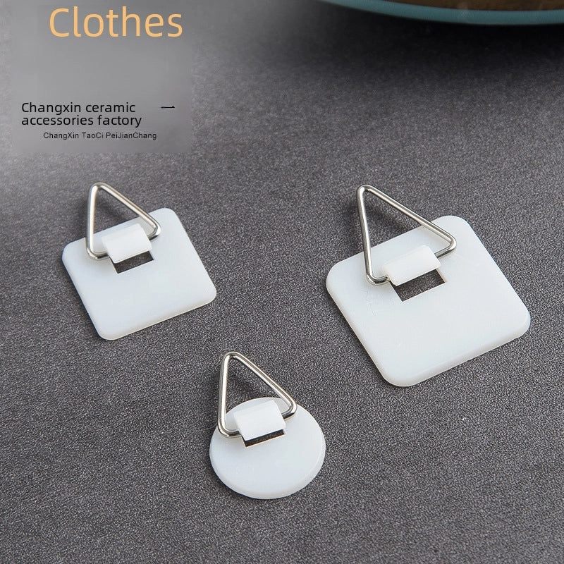 Multi-use Plastic Hook Plate Transparent Wall Mount Hook Square & Round Back Adhesive Hook|Home Organization Accessories