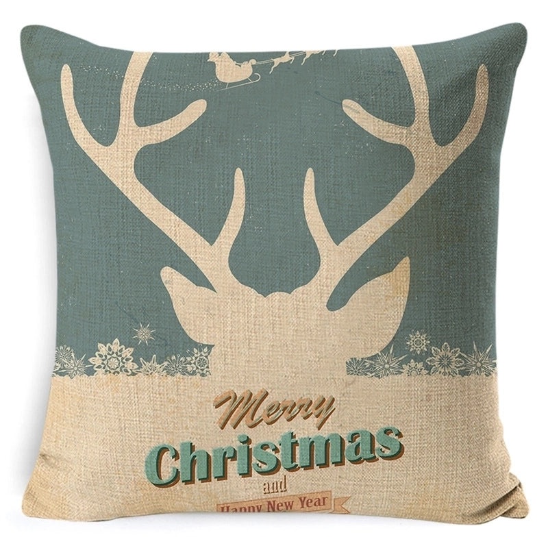 Vintage Letter and Deer Linen Cushion Covers|Home Decor Pillows