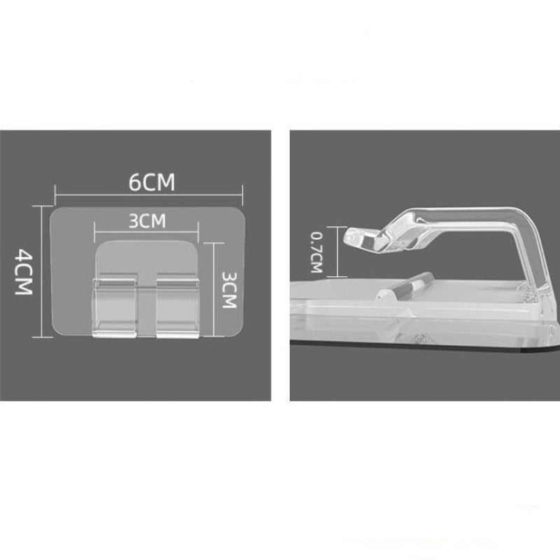 Transparent Seamless Sticky Hook Strong Adhesive Non-Permanent Plastic Hanger for Bathroom Kitchen|Home Organization Accessories