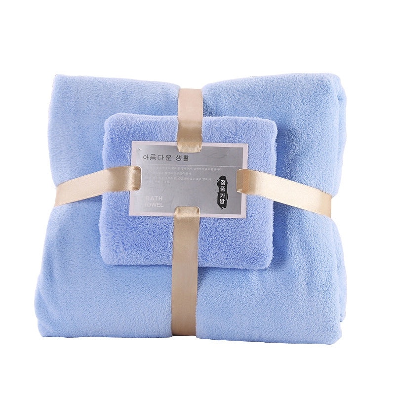 Coral Fleece Bath Towel Set for Mom Thick Absorbent Two-Piece Towel Gift|Home & Bath