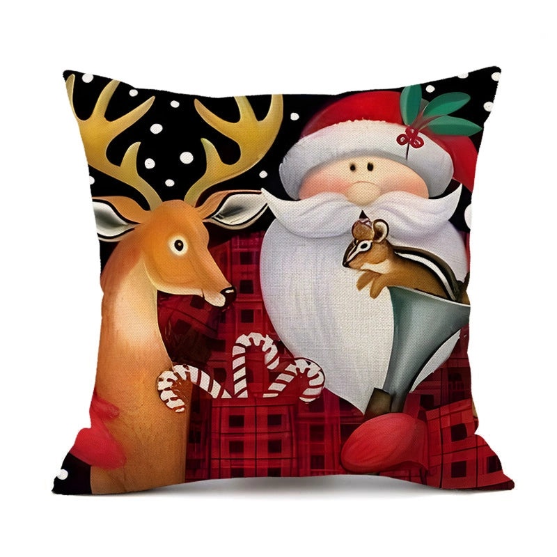 Christmas Linen Santa Claus Pillow Covers for Couch Sofa Decor Cozy Casual Holiday Accents|Home Decor & Pillows