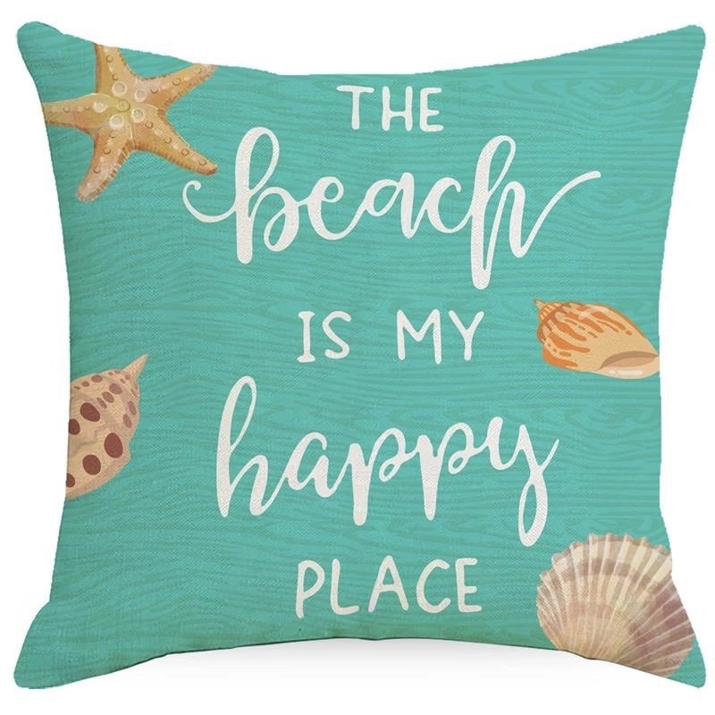 Classic Minimalist Ocean Letter Linen Pillow Cases for Commute | Home Decor Pillows