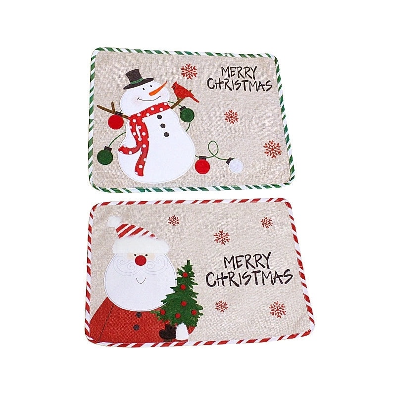 Festive Snowman Embroidered Christmas Table Mat|Home Decor & Kitchen Accessories