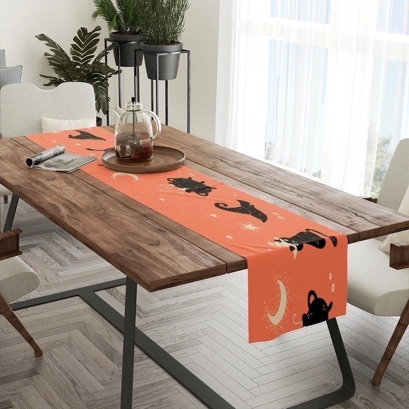 Ethnic Halloween Linen Tablecloth with Color Block Design for Vacation | Home Decor Table Linens