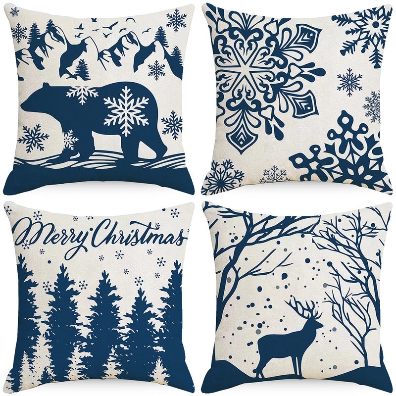 Festive Christmas Stripe Snowflake Pillow Covers | Home Decor & Living Room Accessories