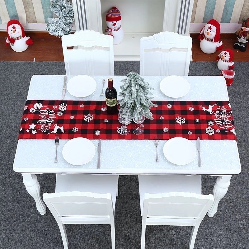 Festive Polyester-Cotton Plaid Table Runner for Christmas Decor|Home & Living > Seasonal Decor > Christmas Decorations