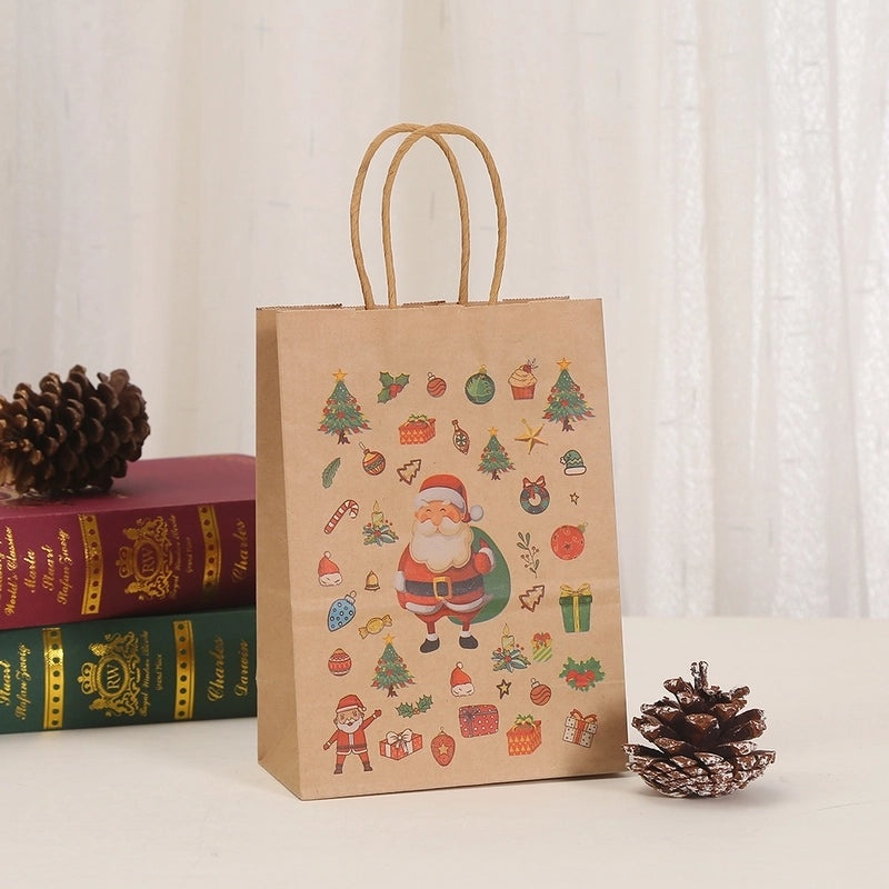 Christmas Cartoon Christmas Tree Snowman Snowflake Kraft Paper Gift Bags for Holiday Party|Holiday Party Supplies