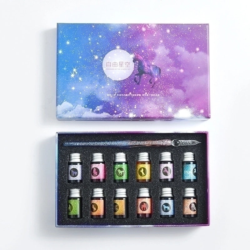 Starry Sky Crystal Ink Pen Set for Students | Writing Instruments