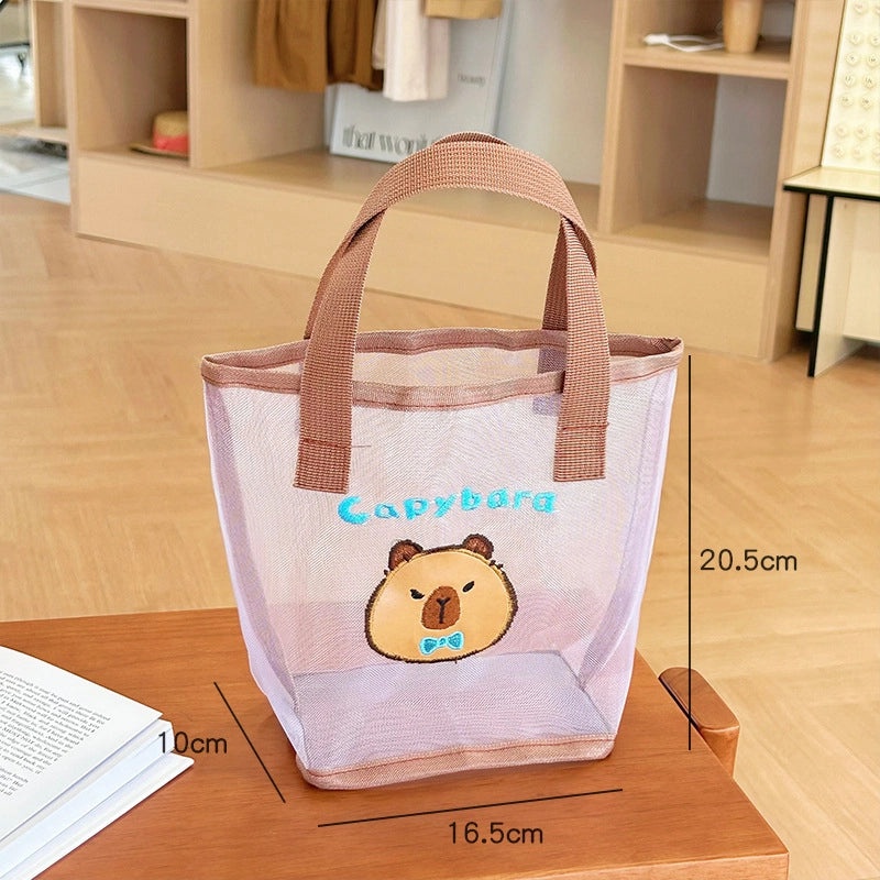 Cute Capybara Mesh Handbag for Girls | Travel & Beach Bags