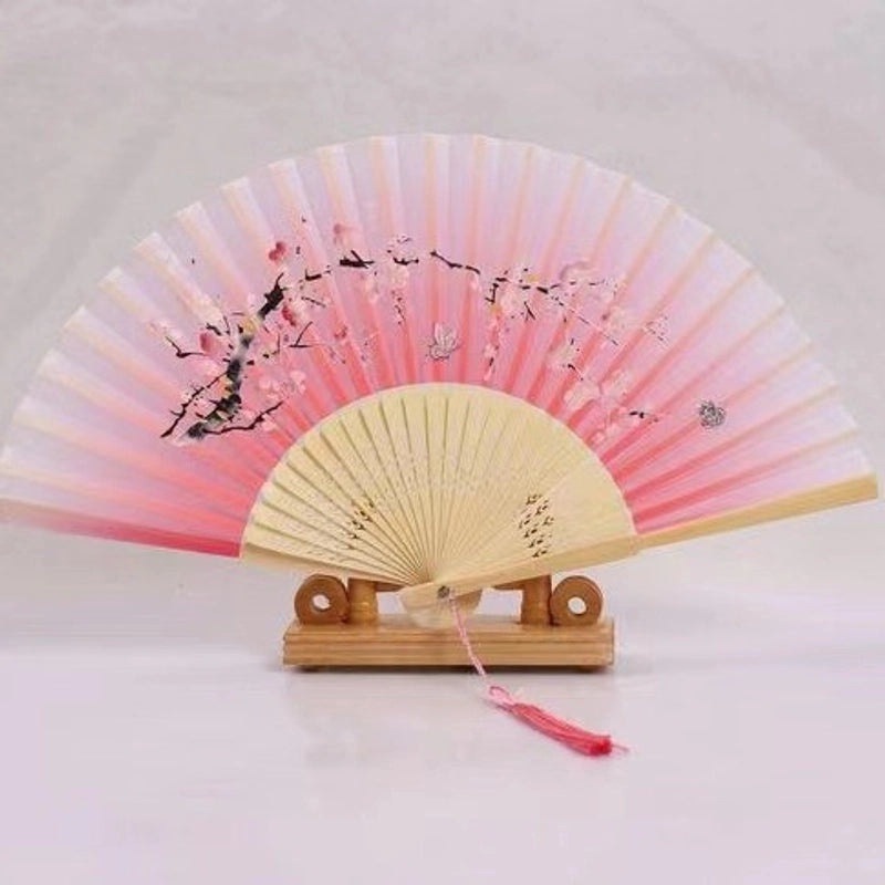 Elegant Chinoiserie Floral Bamboo Fans with Classic Heating Design | Home Decor Fans