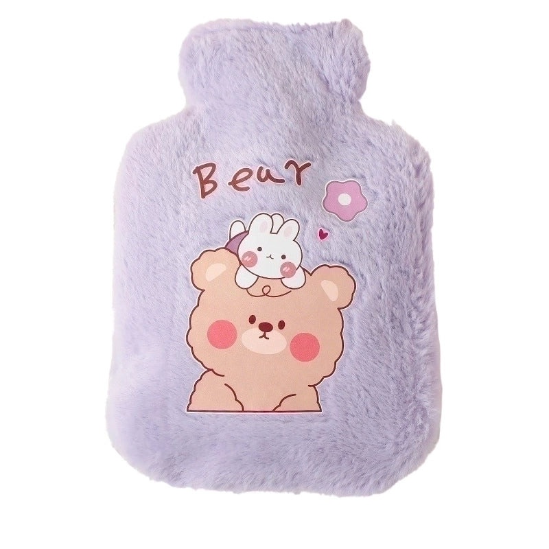 Cute Plush Rabbit Fur Hot Water Bottle Portable Teddy Bear Hand Warmer Winter Heating Pad Cartoon Explosion-Proof | Home & Living