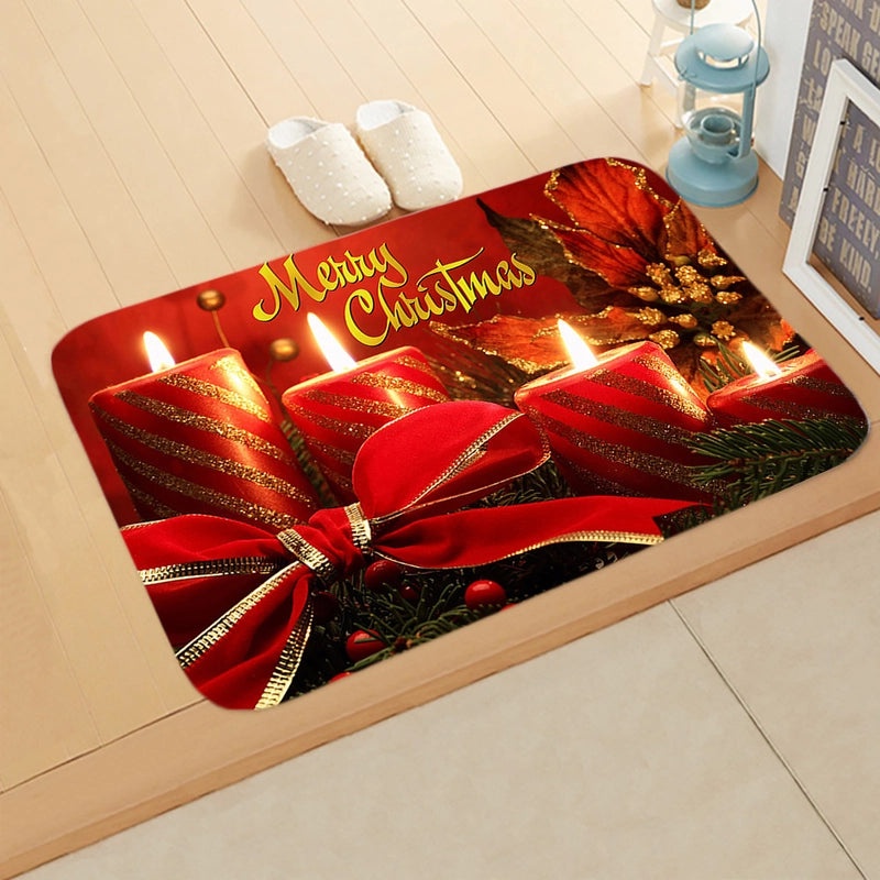 Festive Santa Claus Flannel Floor Mat for Holiday Decor|Home Decor