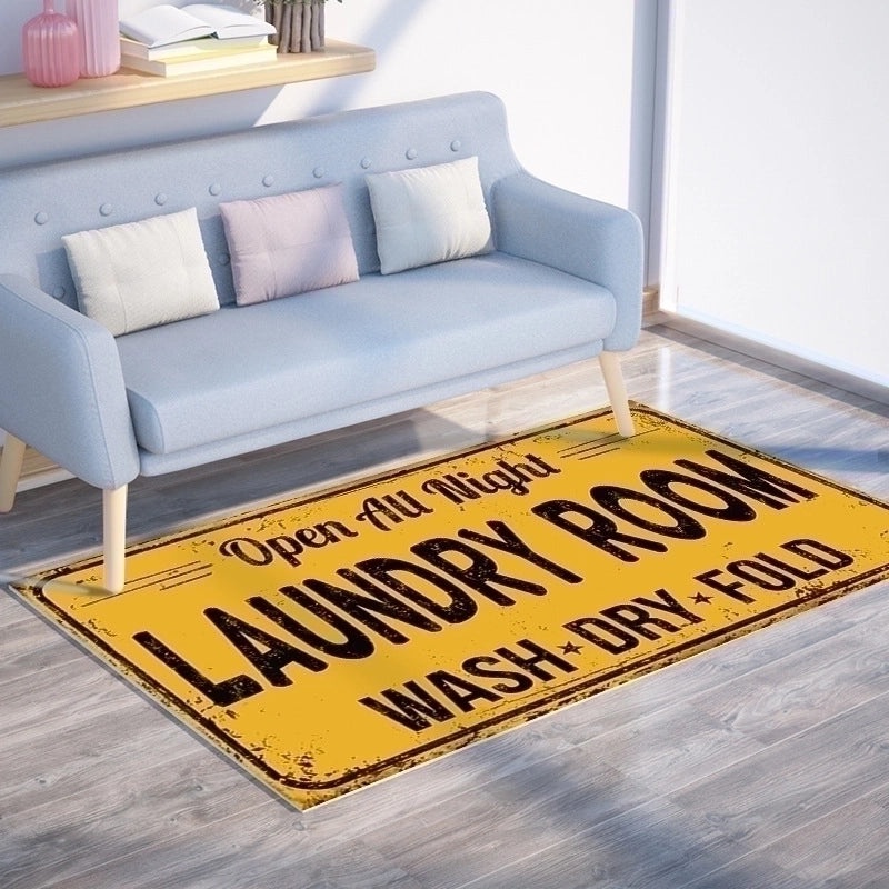 Vacation Style Polyester Area Rug with Letter Print|Home Decor & Rugs