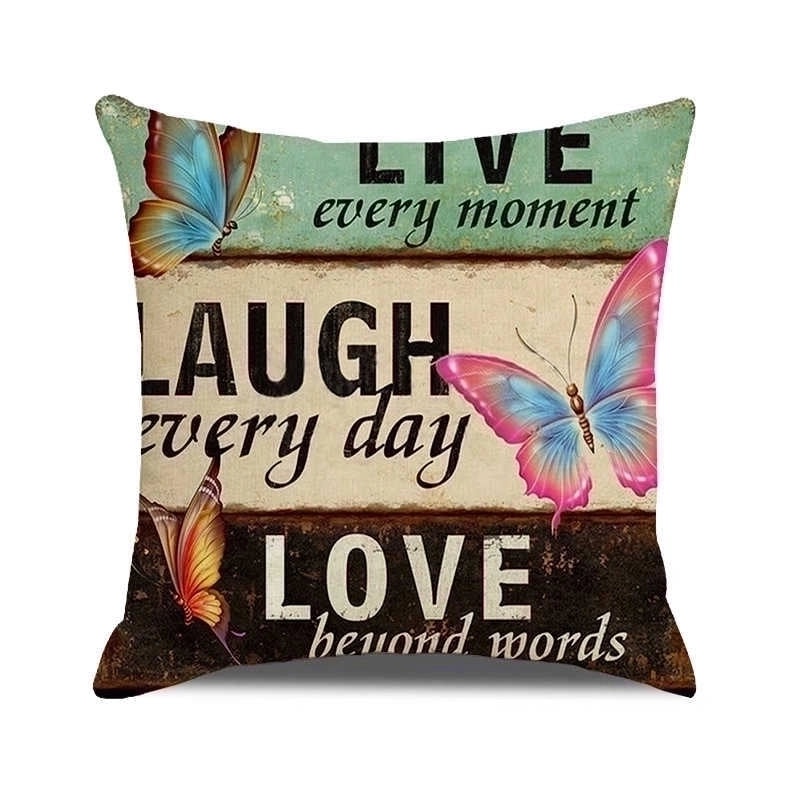 Vintage Letter Print Polyester Pillow Covers|Home Decor Pillows