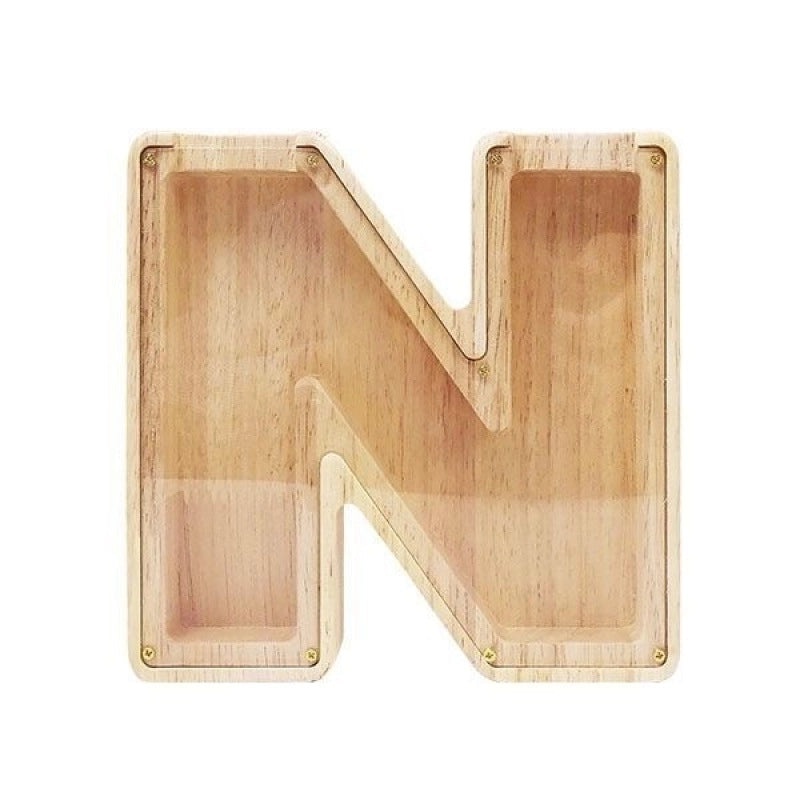 Personalized Wooden English Letter Piggy Bank Coin Cash Box|Home Decor & Storage
