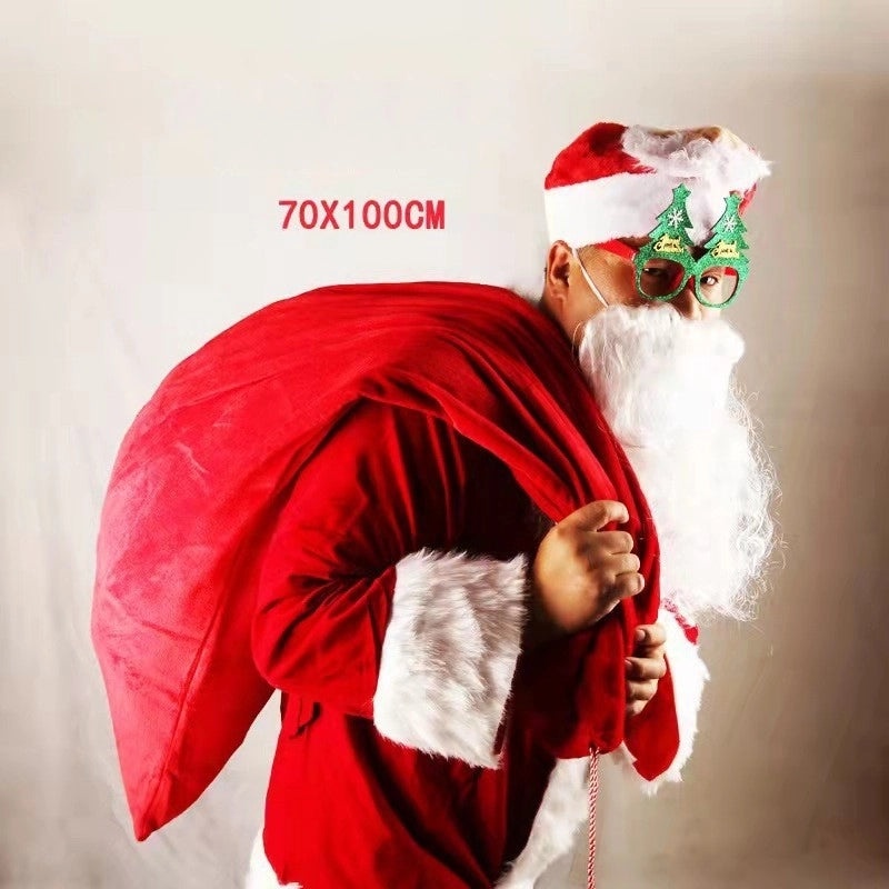 Festive Christmas Tree Santa Snowman Gold Velvet Gift Bags for Party Favors|Holiday Party Supplies