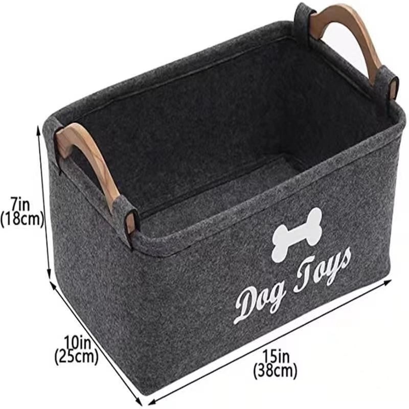 Felt Dog Toy Storage Basket for Home | Pet Storage