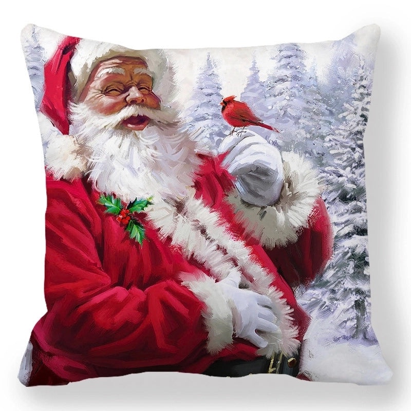 Christmas Holiday Cotton Pillow Covers with Santa Elk Design for Sofa Couch Decor|Home Decor