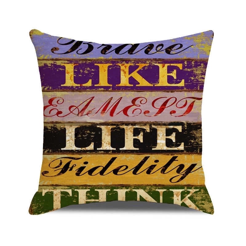 Vintage Letter Print Polyester Pillow Covers|Home Decor Pillows