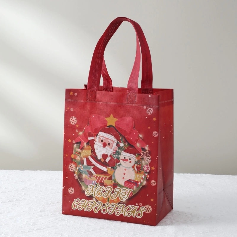 Festive Christmas Tree and Santa Claus Nonwoven Gift Bags for Party Favors|Holiday Party Supplies