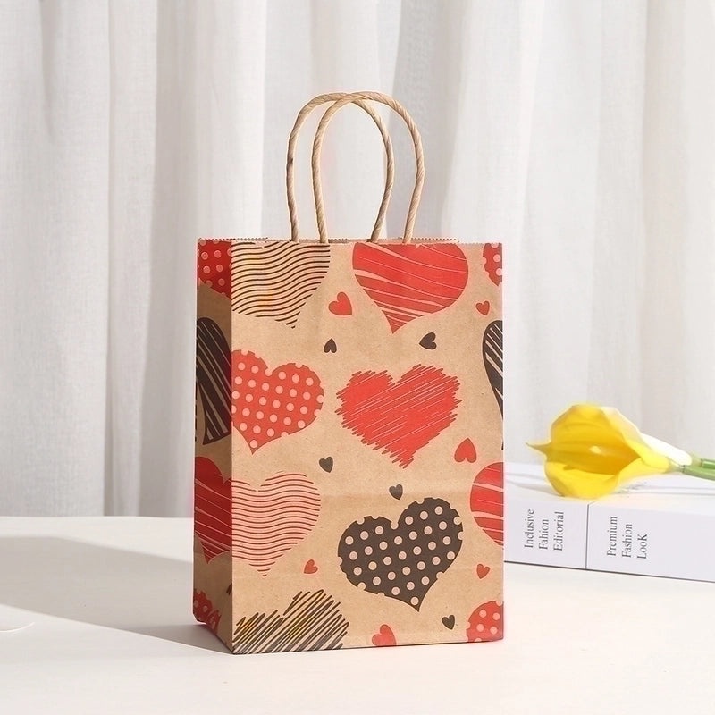 Valentine's Day Brown Paper Gift Bags with Cute Cartoon Designs|Gift Bags & Wrapping Supplies