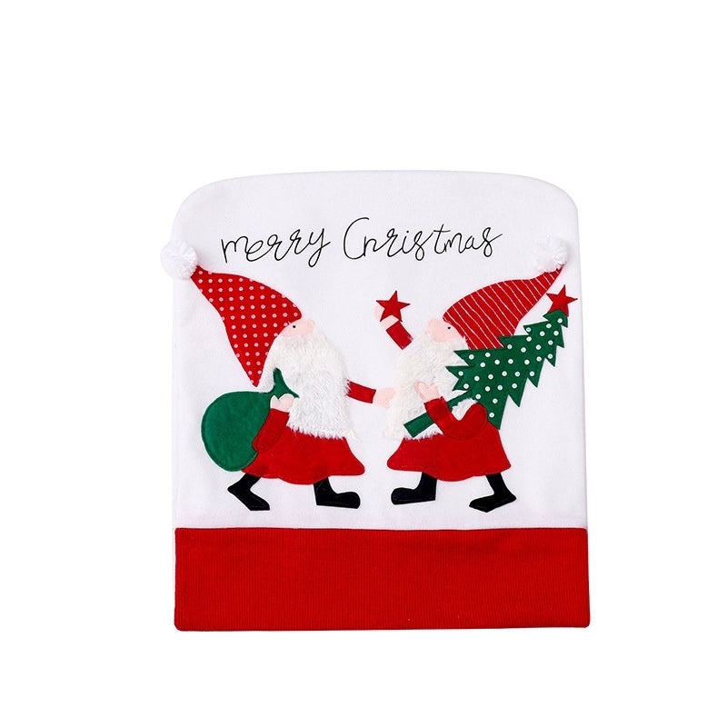 Holiday Red White Flannel Chair Cover with Christmas Embroidery|Home Decor Accessories