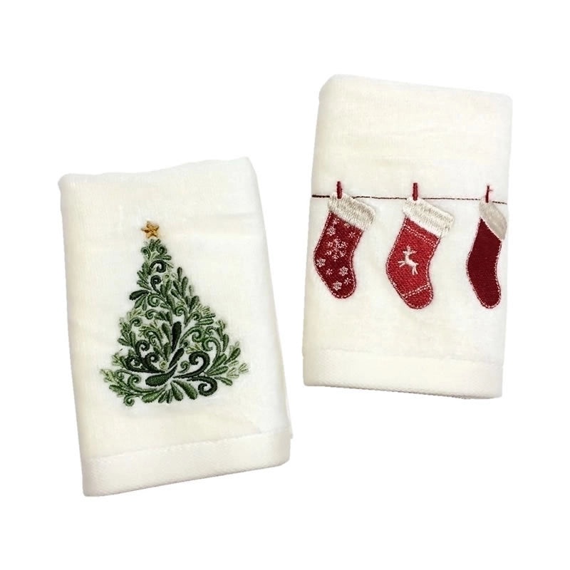 Christmas Tree Bow Knot Cotton Towel Soft Holiday Hand Towel | Home & Living Towels