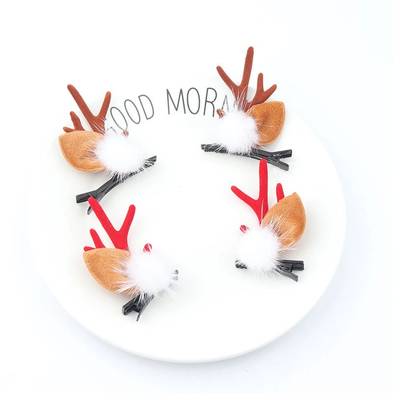 Festive Reindeer Antler Hair Clip for Christmas | Holiday Hair Accessories