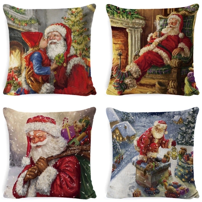 Christmas Geometric Snowflake Cartoon Cushion Cover for Couch Sofa | Home Decor & Cushions