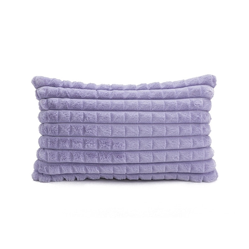 Cozy Plaid and Solid Color Plush Pillow Covers for Couch and Sofa Decor | Home Decor Accessories
