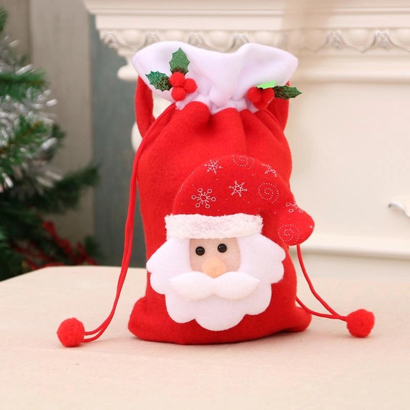 Christmas Apple Gift Bag with Santa Handle Pocket Festive Holiday Tote Nhmv155606|Holiday Gift Bags