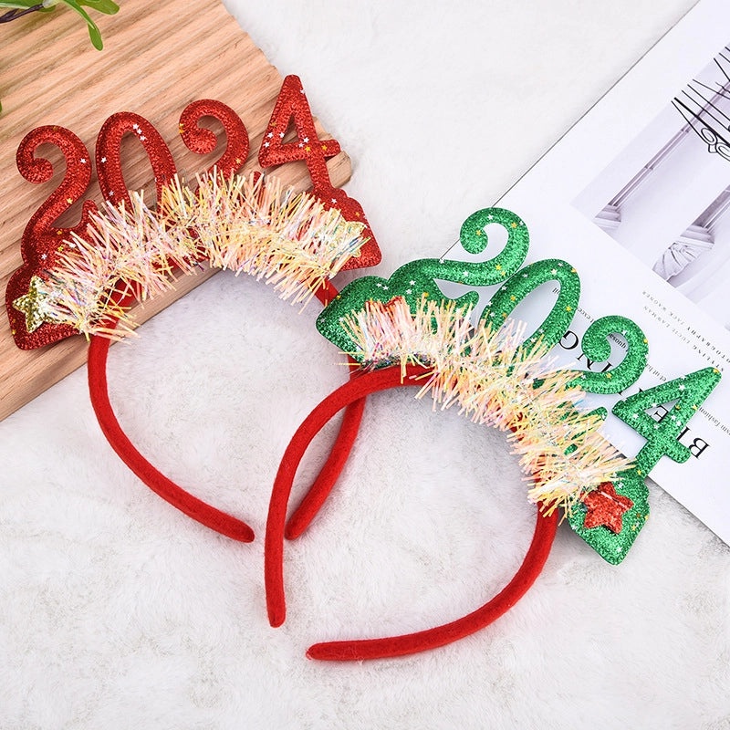 Christmas 2025 Sequin Headband Festive Holiday Party Headwear Cute Digital Decorative Hairband|Party Accessories