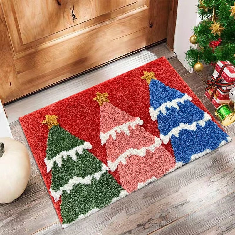 Festive Christmas Tree Snowflake Polyester Carpet and Bedding Set|Home Decor