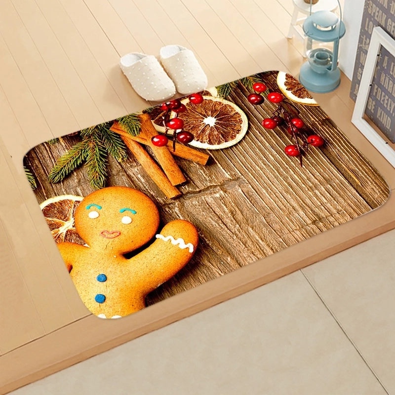 Festive Christmas Elk and Tree Flannel Floor Mat|Home Decor Rugs