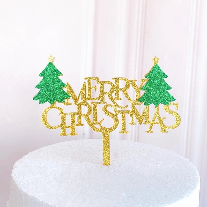 Christmas Tree Letter Acrylic Cake Toppers Party Decorations | Cake Decorating Supplies